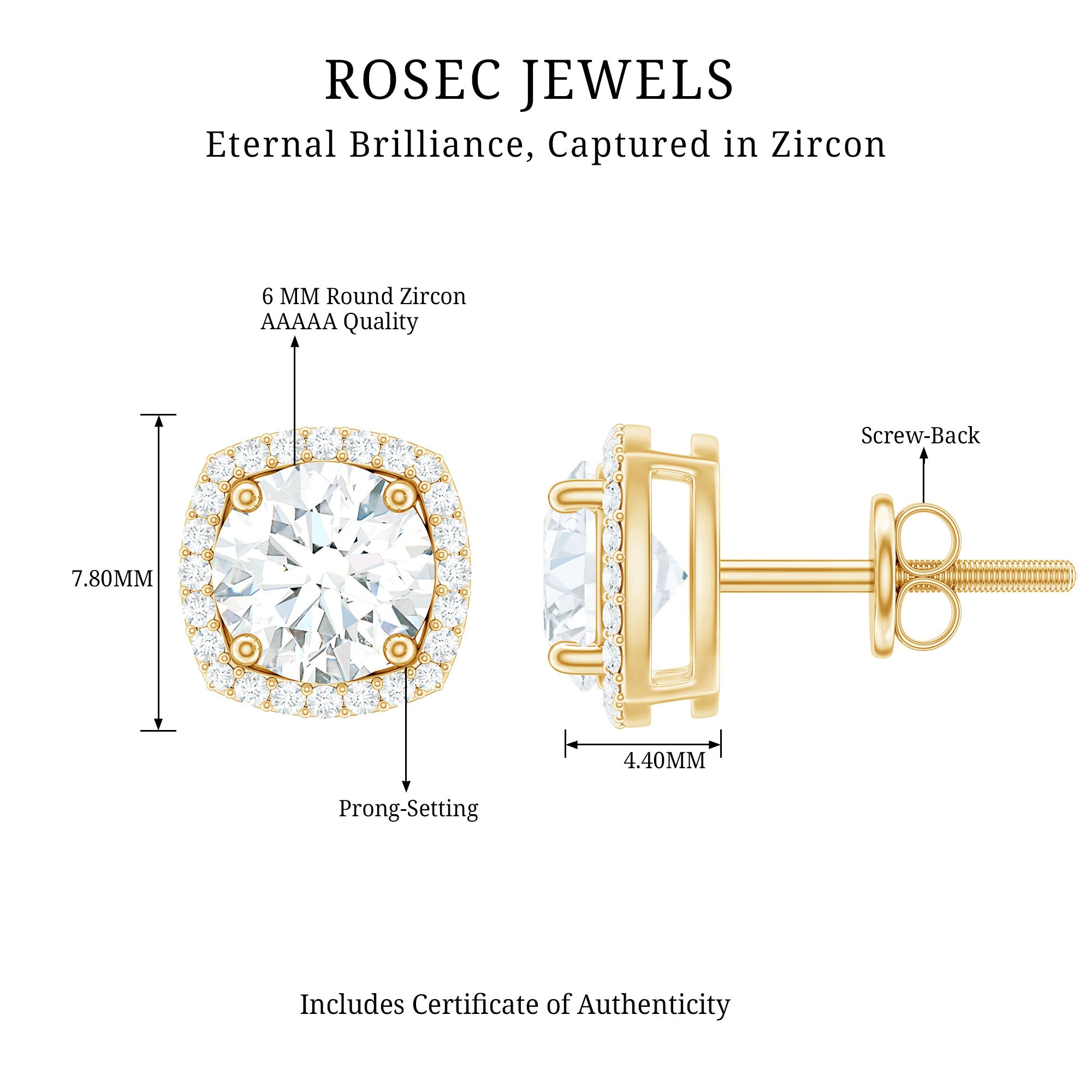 Rosec Jewels-2.25 CT Round Cut Zircon Cocktail Halo Stud Earrings