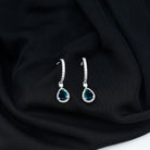 3.25 CT Classic Black Opal and Moissanite Hoop Drop Earrings in Silver - Rosec Jewels