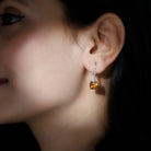 8 MM Cushion Cut Citrine Solitaire Drop Earrings Citrine - ( AAA ) - Quality - Rosec Jewels