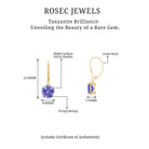 8 MM Cushion Cut Lab-Created Tanzanite Solitaire Drop Earrings Lab Created Tanzanite - ( AAAA ) - Quality - Rosec Jewels