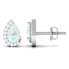 1.5 CT Ethiopian Opal Teardrop Stud Earrings with Diamond Ethiopian Opal - ( AAA ) - Quality - Rosec Jewels