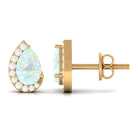 1.5 CT Ethiopian Opal Teardrop Stud Earrings with Diamond Ethiopian Opal - ( AAA ) - Quality - Rosec Jewels