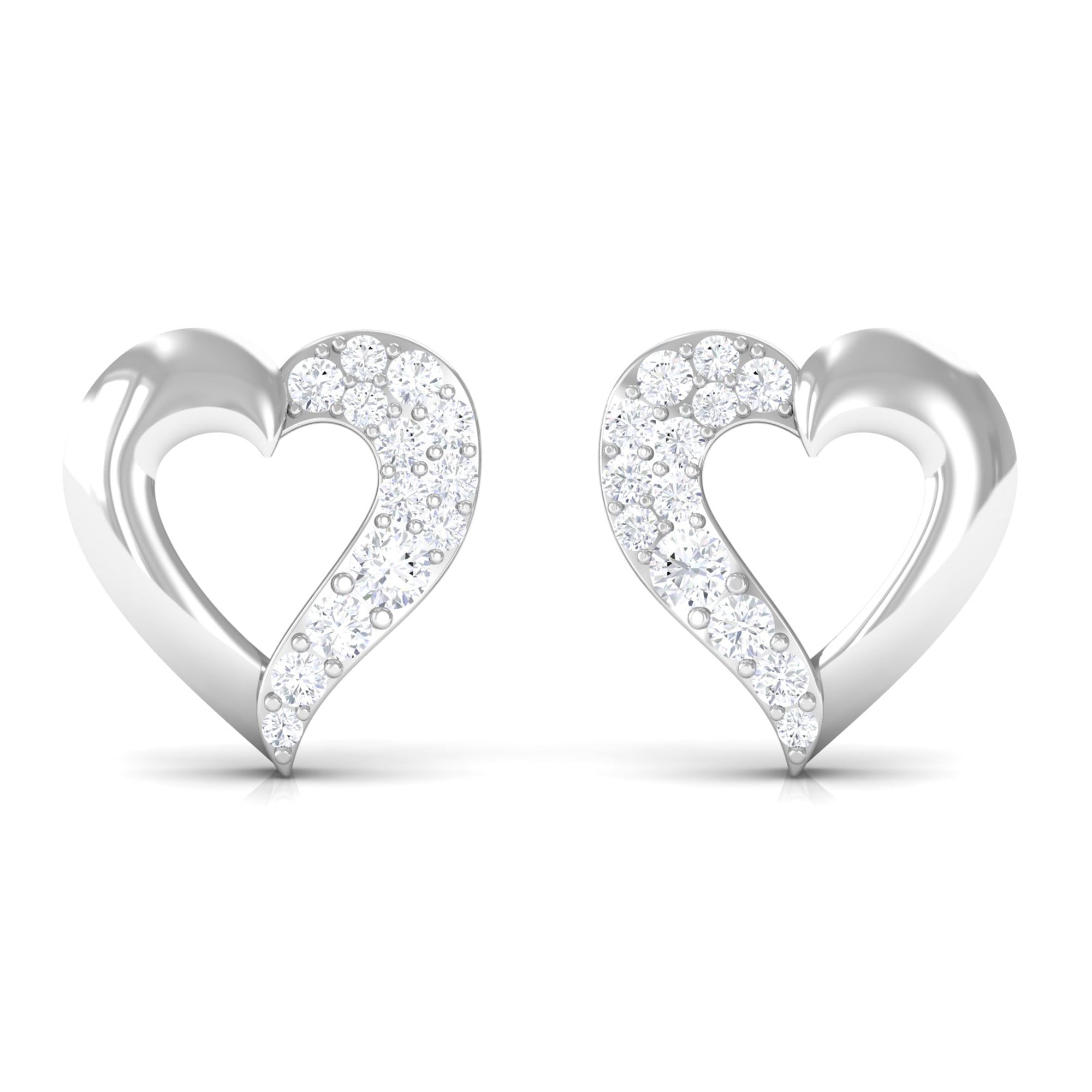 1/4 CT Genuine Diamond Heart Stud Earrings Diamond - ( HI-SI ) - Color and Clarity - Rosec Jewels