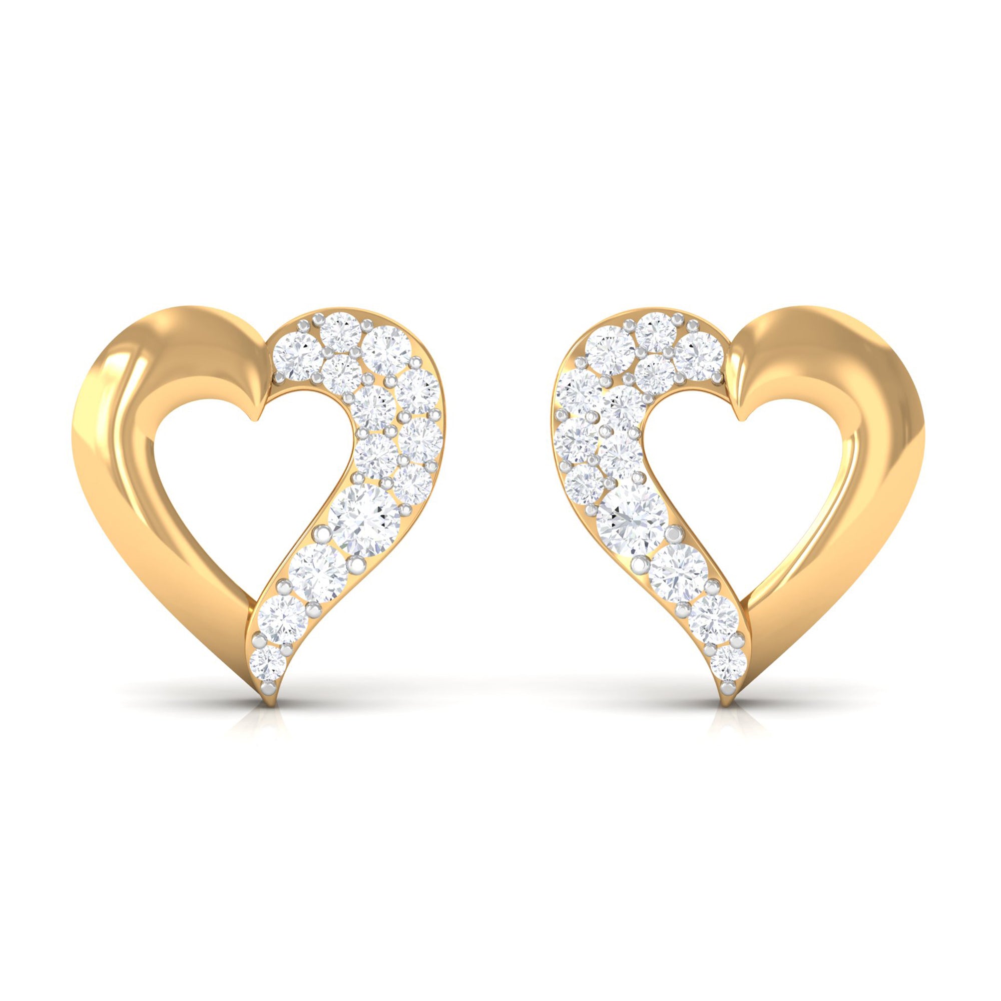 1/4 CT Genuine Diamond Heart Stud Earrings Diamond - ( HI-SI ) - Color and Clarity - Rosec Jewels