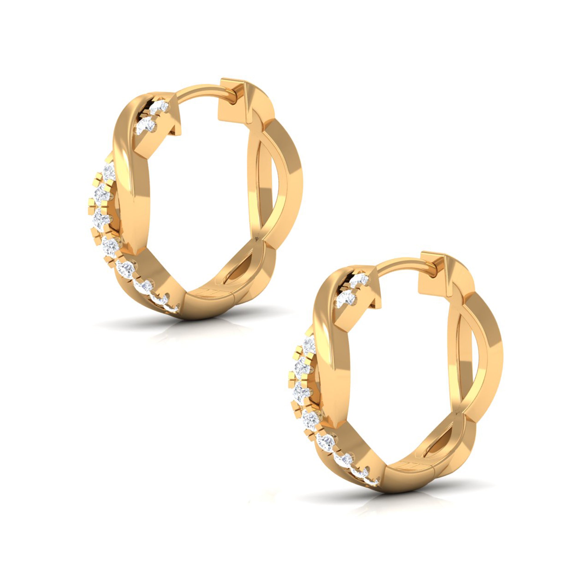 Real Diamond Braided Hinged Hoop Earrings Diamond - ( HI-SI ) - Color and Clarity - Rosec Jewels