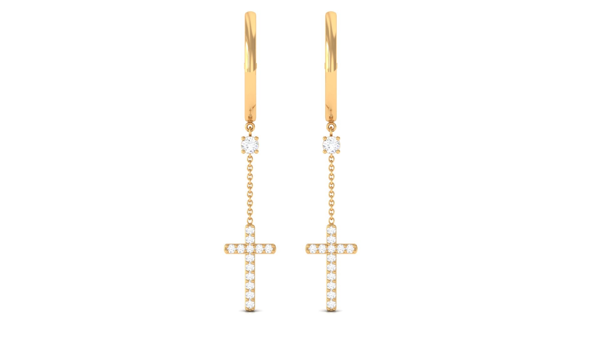 Rosec Jewels-1/4 CT Diamond Cross Drop Hoop Earrings