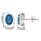 2.50 CT London Blue Topaz and Diamond Halo Stud Earrings London Blue Topaz - ( AAA ) - Quality - Rosec Jewels