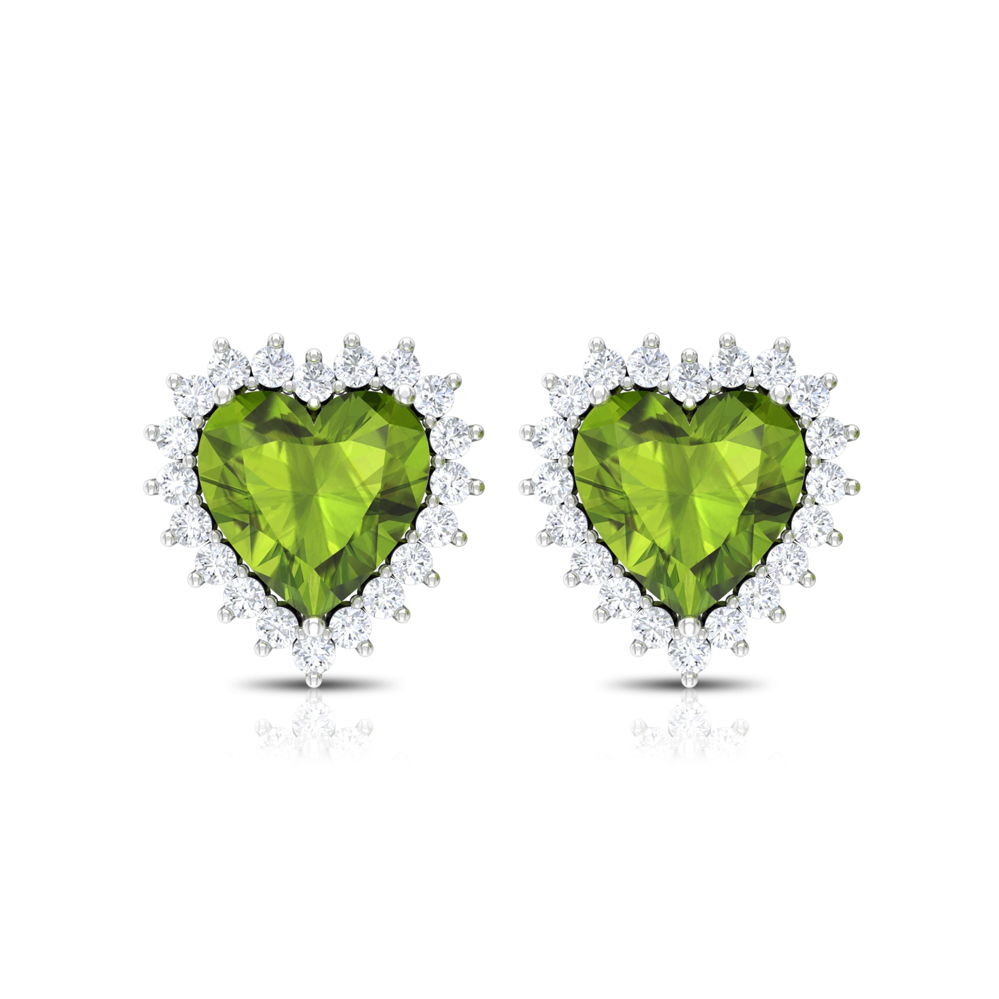 3.50 CT Heart Shaped Peridot and Moissanite Statement Stud Earrings Peridot - ( AAA ) - Quality - Rosec Jewels