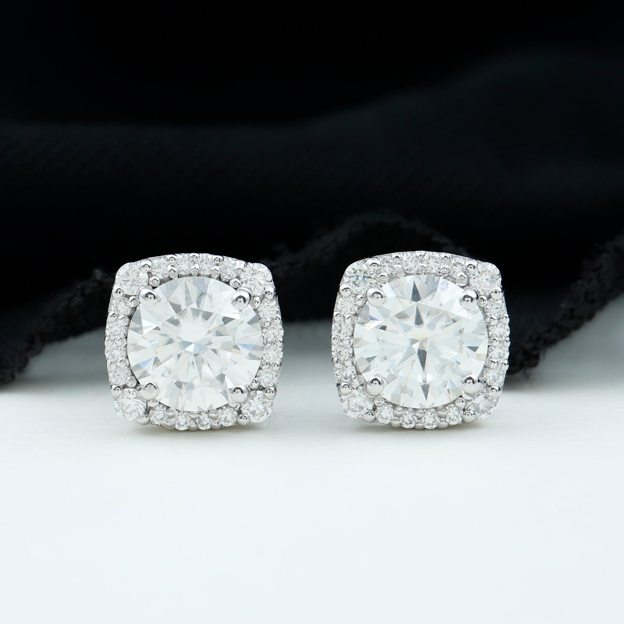 3.50 CT Moissanite Classic Halo Stud Earrings Moissanite - ( D-VS1 ) - Color and Clarity - Rosec Jewels