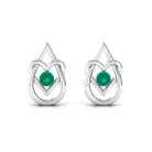 Emerald and Gold Teardrop Heart Stud Earrings Emerald - ( AAA ) - Quality - Rosec Jewels