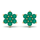 Natural Emerald Floral Stud Earrings Emerald - ( AAA ) - Quality - Rosec Jewels