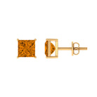 Prong Set Princess Cut Solitaire Citrine Stud Earrings Citrine - ( AAA ) - Quality - Rosec Jewels