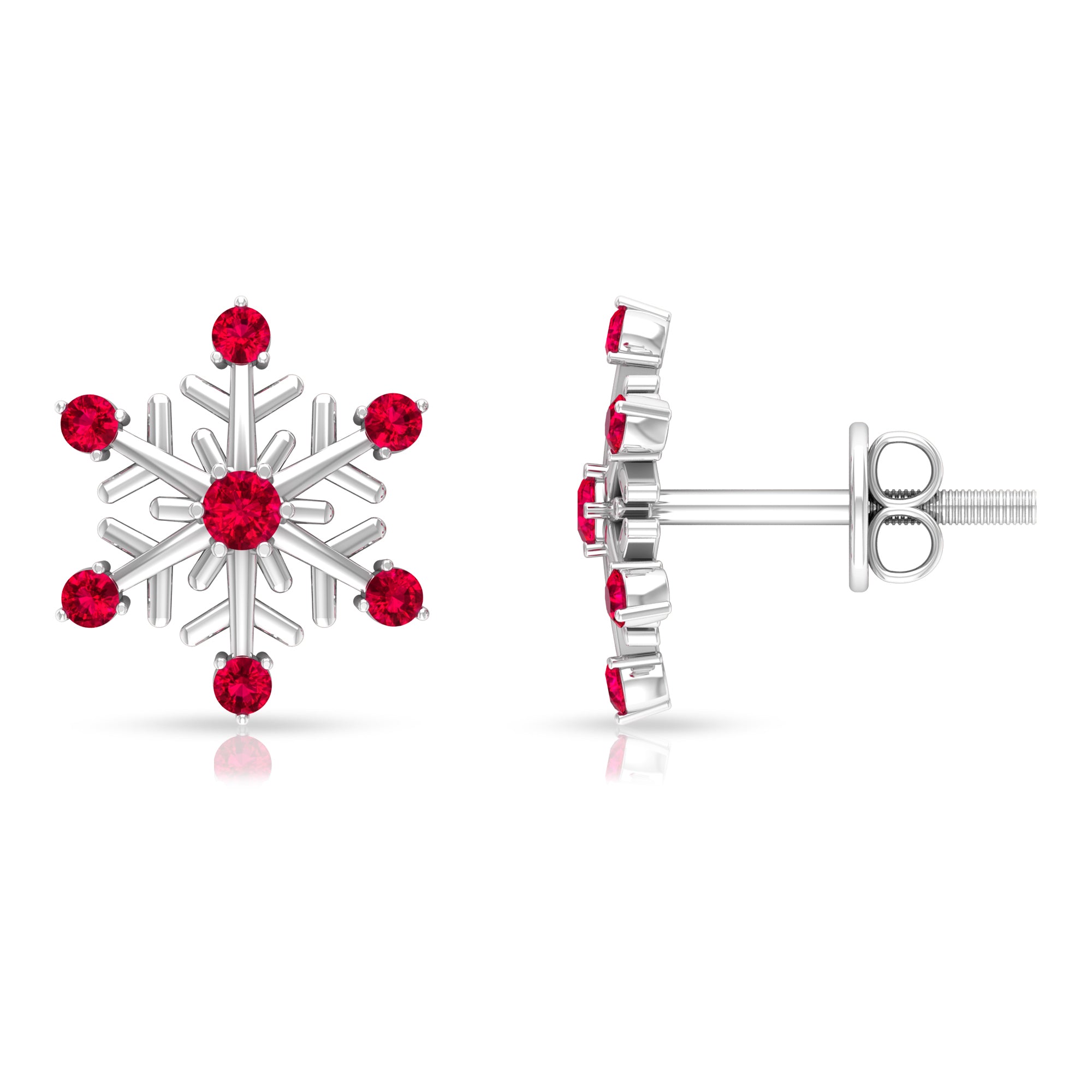 1/4 CT Ruby Snowflake Stud Earrings Ruby - ( AAA ) - Quality - Rosec Jewels