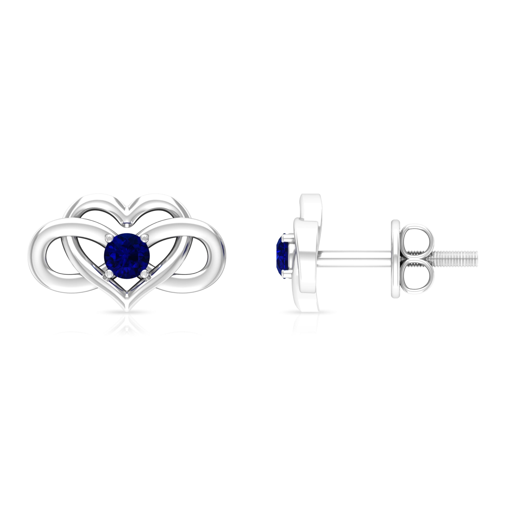 Lab-Created Blue Sapphire Infinity Heart Stud Earrings Lab Created Blue Sapphire - ( AAAA ) - Quality - Rosec Jewels