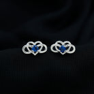 Lab-Created Blue Sapphire Infinity Heart Stud Earrings Lab Created Blue Sapphire - ( AAAA ) - Quality - Rosec Jewels