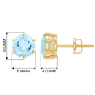 Claw Set Round Aquamarine Solitaire Stud Earrings Aquamarine - ( AAA ) - Quality - Rosec Jewels