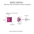 1/2 CT Princess Cut Solitaire Stud Earrings with Pink Tourmaline Pink Tourmaline - ( AAA ) - Quality - Rosec Jewels