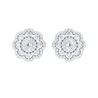 1 CT Certified Moissanite Flower Stud Earrings Moissanite - ( D-VS1 ) - Color and Clarity - Rosec Jewels