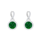 Round Emerald and Diamond Infinity Stud Earrings Emerald - ( AAA ) - Quality - Rosec Jewels