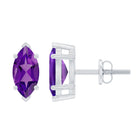 8X4 MM Marquise Cut Amethyst Solitaire Stud Earring Amethyst - ( AAA ) - Quality - Rosec Jewels