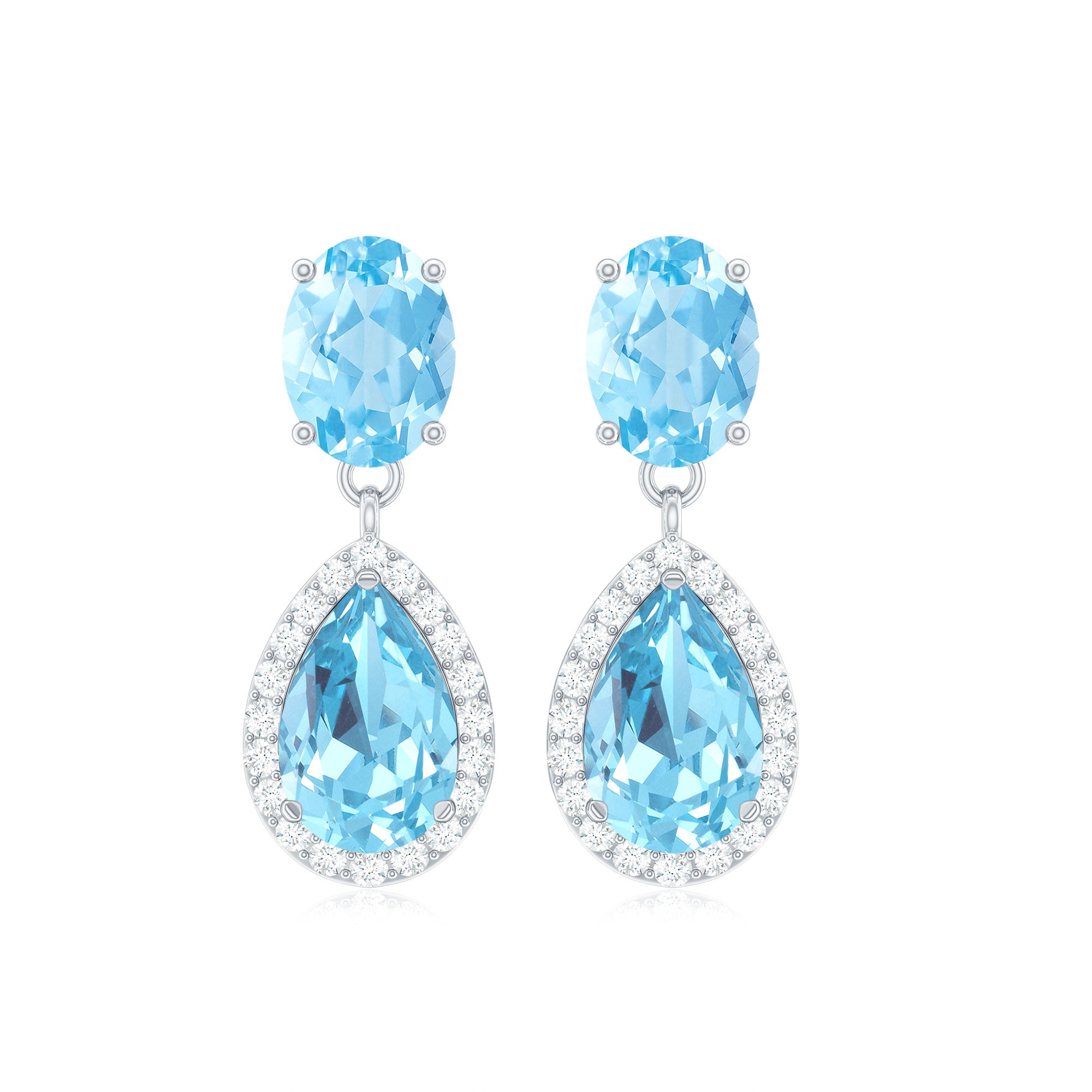 4.5 CT Aquamarine and Moissanite Dangle Drop Earrings Aquamarine - ( AAA ) - Quality - Rosec Jewels