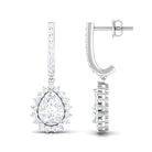 4 CT Certified Zircon Teardrop Bridal Hoop Drop Earrings Zircon - ( AAAA ) - Quality - Rosec Jewels