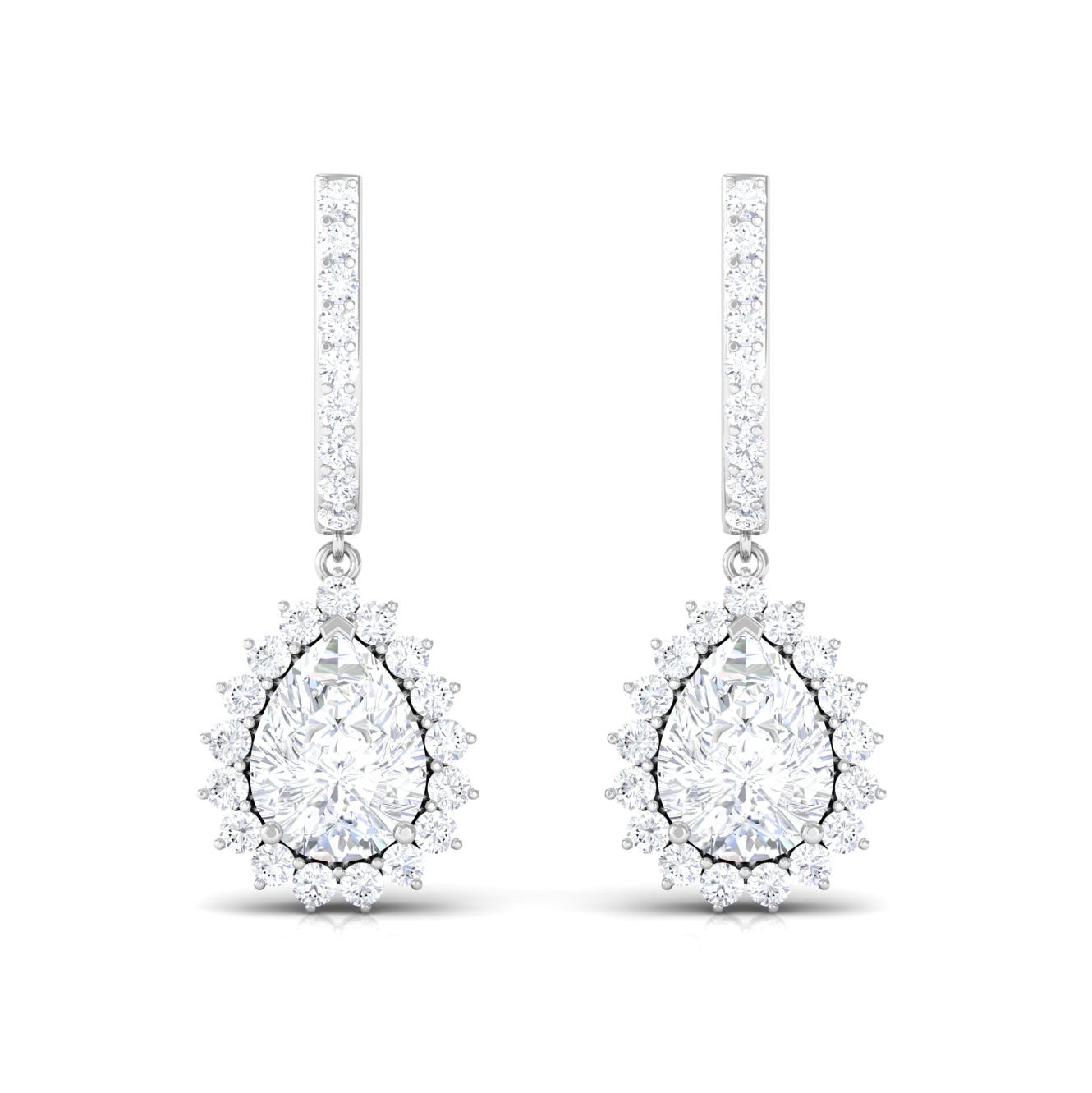 4 CT Certified Zircon Teardrop Bridal Hoop Drop Earrings Zircon - ( AAAA ) - Quality - Rosec Jewels