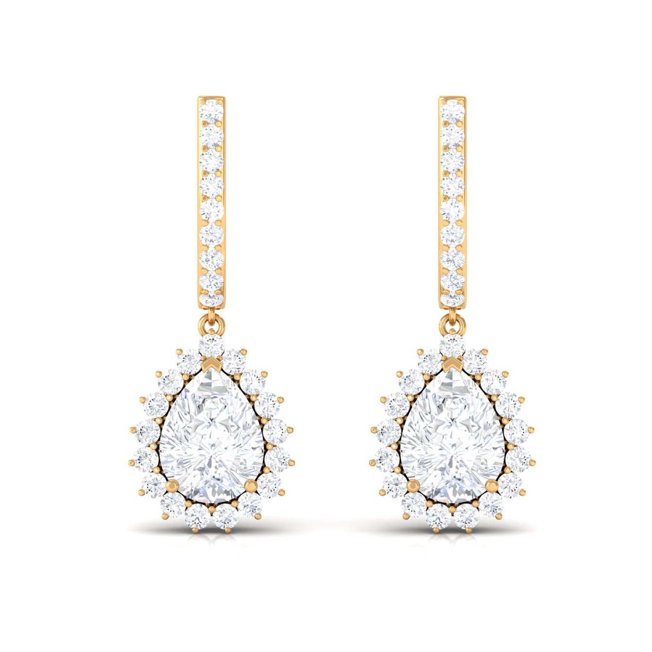 4 CT Certified Zircon Teardrop Bridal Hoop Drop Earrings Zircon - ( AAAA ) - Quality - Rosec Jewels