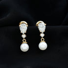 Moissanite and Freshwater Pearl Dangle Drop Earrings Freshwater Pearl - ( AAA ) - Quality - Rosec Jewels