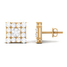 Certified Moissanite Square Stud Earrings Moissanite - ( D-VS1 ) - Color and Clarity - Rosec Jewels