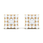 Certified Moissanite Square Stud Earrings Moissanite - ( D-VS1 ) - Color and Clarity - Rosec Jewels