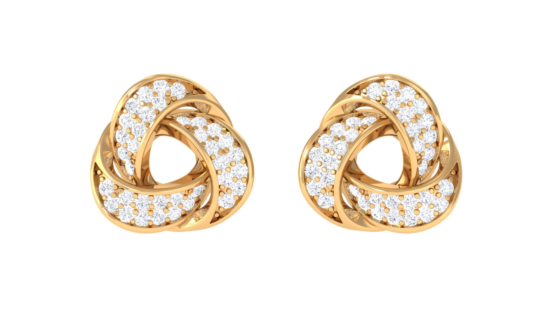 Rosec Jewels-Natural Diamond Knot Stud Earrings with Screw Back