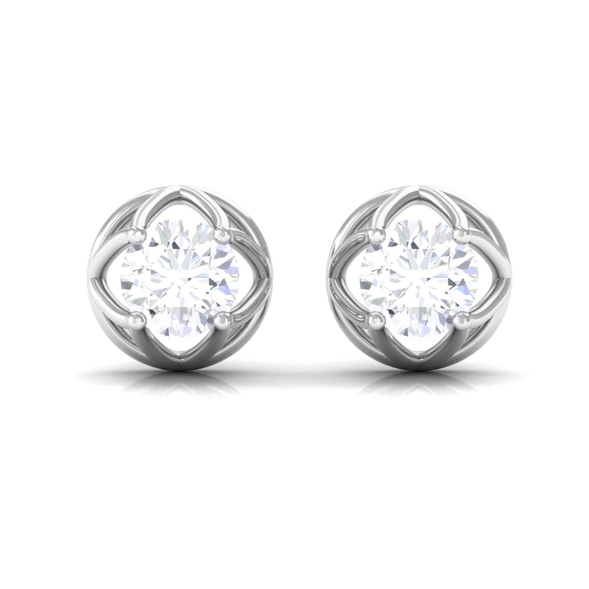 Moissanite Flower Stud Earrings Moissanite - ( D-VS1 ) - Color and Clarity - Rosec Jewels