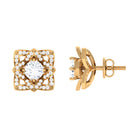 Flower Stud Earrings with Round Shape Diamond Diamond - ( HI-SI ) - Color and Clarity - Rosec Jewels