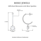 1.75 CT Moissanite and Silver Minimal Hoop Drop Earrings - Rosec Jewels