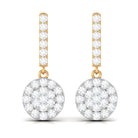 3/4 CT Real Diamond Dangle Earrings in Gold Diamond - ( HI-SI ) - Color and Clarity - Rosec Jewels