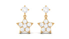 Rosec Jewels-Natural Diamond Star Drop Earrings with Screw Back