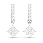 Princess and Round Cut Diamond Contemporary Dangle Earrings Diamond - ( HI-SI ) - Color and Clarity - Rosec Jewels