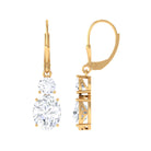 Minimal Zircon 2 Stone Drop Earrings with Lever Back Zircon - ( AAAA ) - Quality - Rosec Jewels