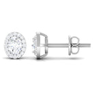 0.50 CT Oval Shape Diamond Halo Stud Earrings Diamond - ( HI-SI ) - Color and Clarity - Rosec Jewels