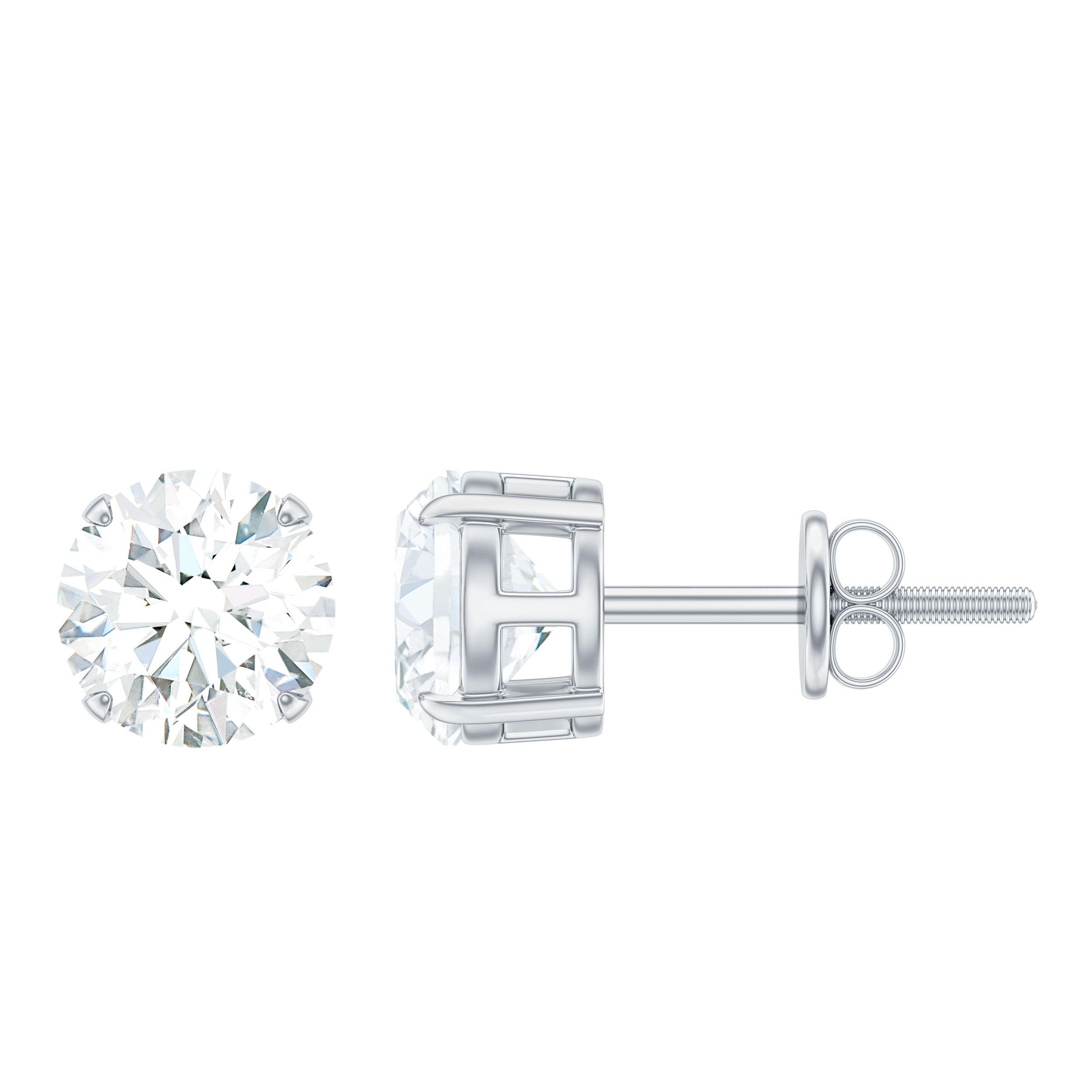 6 MM Moissanite Solitaire Stud Earrings Moissanite - ( D-VS1 ) - Color and Clarity - Rosec Jewels