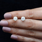 6 MM Moissanite Solitaire Stud Earrings Moissanite - ( D-VS1 ) - Color and Clarity - Rosec Jewels