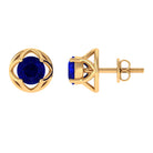 2 CT Blue Sapphire Solitaire Vintage Stud Earrings Blue Sapphire - ( AAA ) - Quality - Rosec Jewels