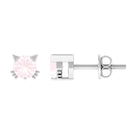 Rose Quartz Solitaire Cute Cat Stud Earrings Rose Quartz - ( AAA ) - Quality - Rosec Jewels