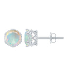 6 MM Ethiopian Opal Solitaire Crown Stud Earrings Ethiopian Opal - ( AAA ) - Quality - Rosec Jewels