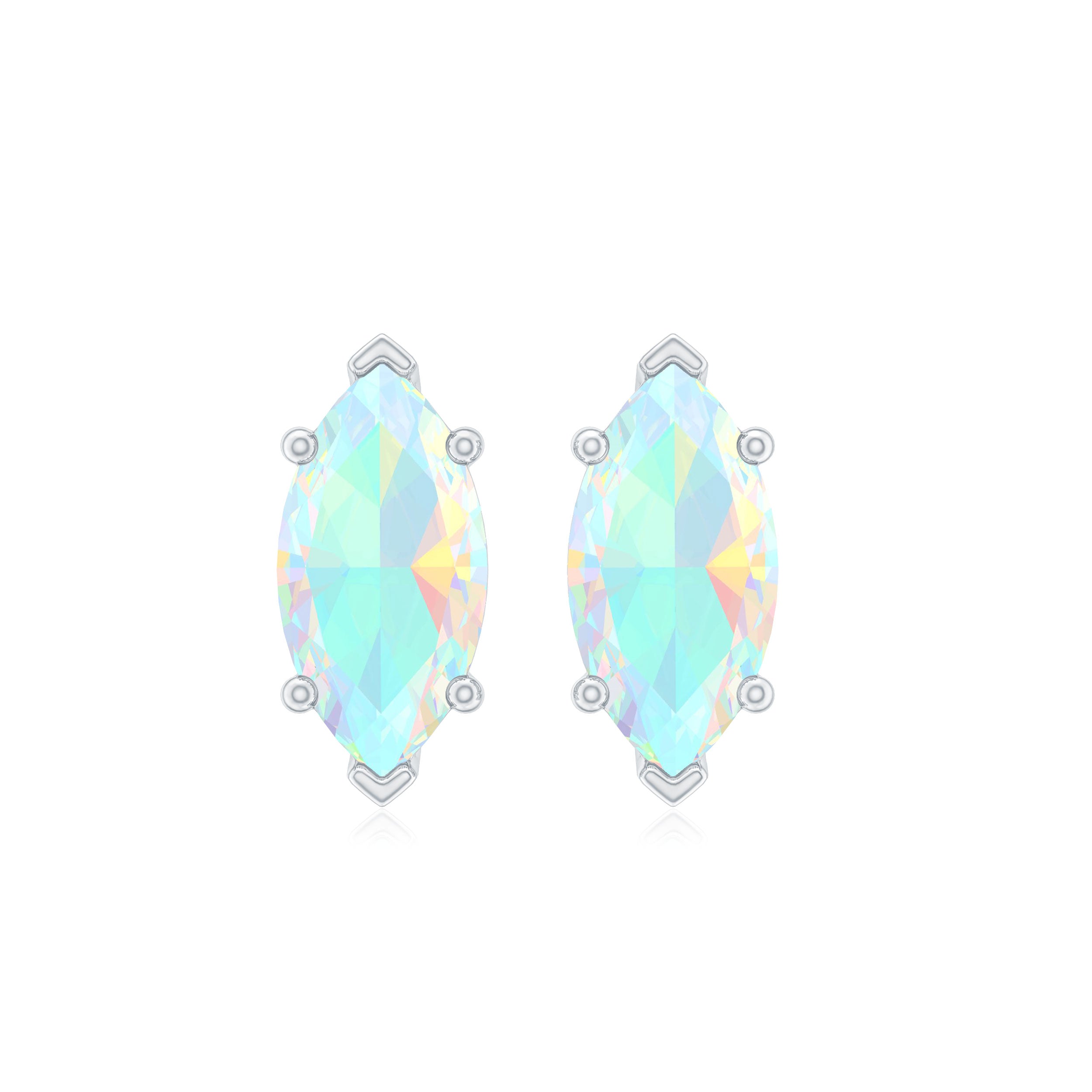 4X8 MM Marquise Cut Ethiopian Opal Solitaire Stud Earrings in Gold Ethiopian Opal - ( AAA ) - Quality - Rosec Jewels