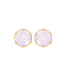 6 MM Rose Quartz Solitaire Crown Stud Earrings Rose Quartz - ( AAA ) - Quality - Rosec Jewels