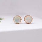 Solitaire Ethiopian Opal and Moissanite Crown Stud Earrings Ethiopian Opal - ( AAA ) - Quality - Rosec Jewels