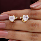 4.25 CT Rose Quartz and Moissanite Gothic Stud Earrings Rose Quartz - ( AAA ) - Quality - Rosec Jewels