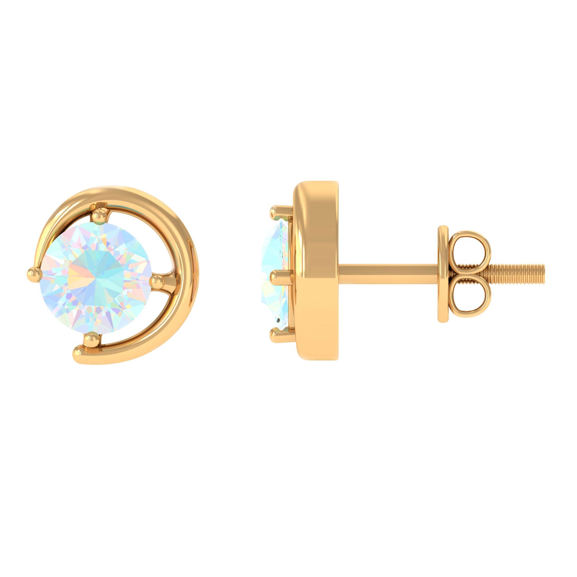 5 MM Prong Set Ethiopian Opal Solitaire Stud Earrings Ethiopian Opal - ( AAA ) - Quality - Rosec Jewels